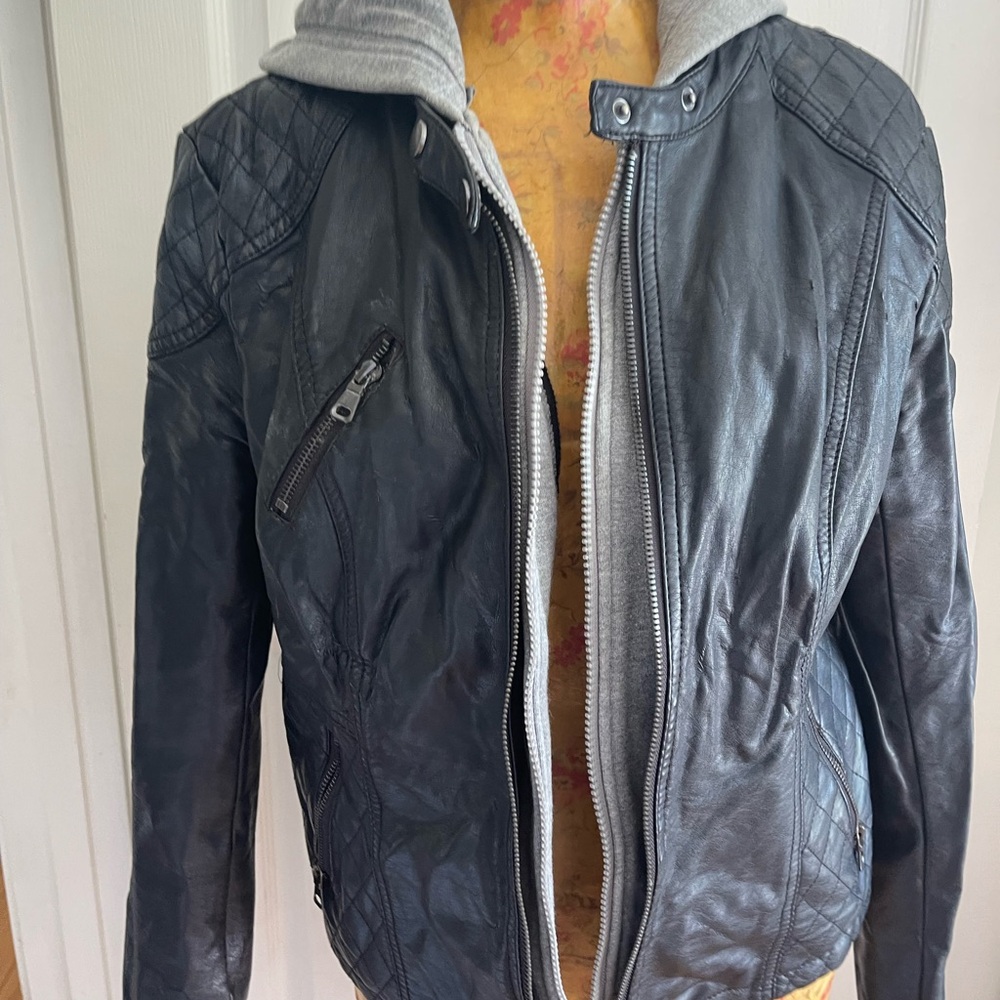 Faux leather sweatshirt